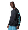 COLUMBIA MENS PFG TERMINAL TACKLE LONG SLEEVE SHIRT 2XT BLACK/GULF STREAM LOGO New