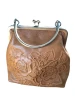 PATRICIA NASH LEATHER NOVELLA FRAME BAG W NO STRAP TAN TOOLED LEATHER - TAN