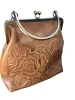 PATRICIA NASH LEATHER NOVELLA FRAME BAG W NO STRAP TAN TOOLED LEATHER - TAN