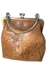 PATRICIA NASH LEATHER NOVELLA FRAME BAG W NO STRAP TAN TOOLED LEATHER - TAN