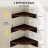 ALSONERBAY CORNER SHELF WALL MOUNT SET OF 3 FLOATING SHELVES - DARK BROWN