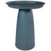 Sunnydaze Gleeful Garden 23" Iron Pedestal Bird Bath for Outside - Matte Blue