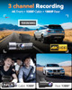 TERUNSOUL 4K DASH CAM FRONT AND REAR, FULL HD 3 CHANNEL DASHCAM FW983A - BLACK