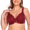 TELIMUSSTO SEXY LACE EMBROIDERED BRAS FULL COVERAGE - SIZE: WOMEN 42H - WINE RED