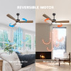 OUATER 52" Wood Ceiling Fans, 3 Color Light, 6 Speed, DC Motor, Walnut Black