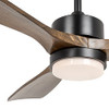 OUATER 52" Wood Ceiling Fans, 3 Color Light, 6 Speed, DC Motor, Walnut Black