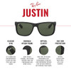 RAY-BAN UNISEX JUSTIN RECTANGULAR SUNGLASSES 55MM - RB4165 604/8G - 55S