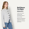 AMAZON ESSENTIALS WOMEN'S REGULAR CARDIGAN BELL SLEEVES WAIST- XS - LIGHT GRAY New