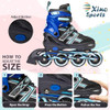 XINO SPORTS Adjustable Inline Skates - Aqua, Large 5-8