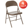 Flash Furniture 4 Pack HERCULES Series Double Braced Beige Metal Folding Chair New