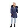 Jessica Simpson Women's Quilted Puffer Winter Coat w/Faux Fur Hood Navy XL