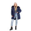 Jessica Simpson Women's Quilted Puffer Winter Coat w/Faux Fur Hood Navy XL