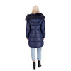 Jessica Simpson Women's Quilted Puffer Winter Coat w/Faux Fur Hood Navy XL
