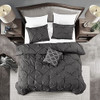 Casa Platino Grey Queen Comforter Set 4 Piece, Pinch Pleat Down - B09B4FVB6T New