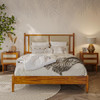 BME OLIVER HEADBOARD QUEEN SIZE BED FRAME, 15-INCH SIGNATURE, CARAMEL