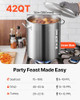 VEVOR Stainless Steel Stockpot, 42 Quart Large Cooking Pots, Cookware; Silver