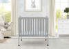 Delta Children Folding Portable Mini Baby Crib, 1.5" Mattress, B073Y8K6T4 - Grey New
