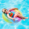 Elcoho 8 Pieces 36in Inflatable Pool Floats Colorful Glitter Pool Tubes