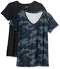 AMAZON ESSENTIALS WOMEN'S ACTIVE T-SHIRT, L, BLACK/NAVY CAMO New
