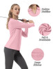 FKEEP WOMEN'S TENNIS GOLF SHIRT LONG SLEEVED V-NECK ATHLETIC - LIGHT PINK - S New