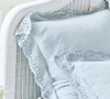 LOVESHACKFANCY LOVE SHACK FANCY BELGIAN FLAX LINEN LACE TRIM SHAM - KING - BLUE New