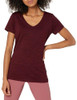 AZ0001 AMAZON ESSENTIALS WOMEN TECH V-NECK T-SHIRT 2-PACK SIZE L - BLACK/BURGDY New