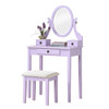 ROUNDHILL FURNITURE MONIYS WOOD MAKEUP VANITY TABLE AND STOOL SET - PURPLE