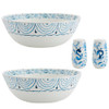 LIFETIME BRANDS INC FITZ AND FLOYD SICILY BLUE SERVE BOWLS SALT P SET - WHITE