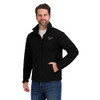 OMRB1533 REEBOK MEN'S MOCK NECK ZIP-UP GRID POLAR FLEECE JACKET BLACK L