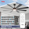 TCL CEILING FAN WITH LIGHT AND REMOTE 62 INCH 8 BLADES BLACK DC FAN - BLACK