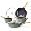 REALCOOL POTS PANS SET NON STICK 8 PIECES OCTAGON COOKWARE RCKCS01 - GREEN