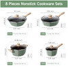 REALCOOL POTS PANS SET NON STICK 8 PIECES OCTAGON COOKWARE RCKCS01 - GREEN