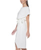 KENSIE WOMENS SHORT SLEEVE TIE WAIST MIDI DRESS SIZE: WOMEN 4 - IVORY New