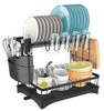 YASONIC Dish Drying Rack with Drainboard, 2-Tier Dish Drainer - Black