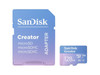 SANDISK 128GB Creator microSD UHS-I Card with SD Adapter - Up to 190MB/s, for