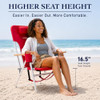 CARIBBEAN JOE FOLDING BEACH CHAIR CHAIR WITH HEADREST 350LBS CAPACITY - RED New