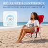 CARIBBEAN JOE FOLDING BEACH CHAIR CHAIR WITH HEADREST 350LBS CAPACITY - RED New