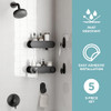 ZENNA HOME ADHESIVE SHOWER CADDY BASKETS AND HOOKS SET - MATTE BLACK