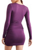 00450175 FOREVER 21 WOMEN'S RUCHED V-NECK MINI DRESS DARK PURPLE M New