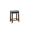 Linon Claridge Backless Counter Stool Blue Faux Leather Wood Frame Brown New