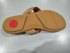 FITFLOP GRACIE RUBBER-BUCKLE LEATHER TOE-POST WOMEN'S SANDALS - 8.5 - LATTE TAN