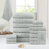 BIBB HOME 18 PIECE ZERO TWIST EGYPTIAN COTTON TOWEL SET - SILVER New