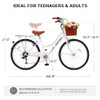 QARSWA 24/26 Inch Women's Beach Cruiser Step-Through Bicycle C-100 - WHITE