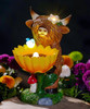 NACOME SOLAR HIGHLAND COW GARDEN DECOR: BIRD BATH FOR OUTSIDE - BROWN