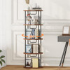 VYRIVA 4 TIER ROTATING BOOKSHELF TOWER 360° DISPLAY ROUND FSJ01ABL - BROWN New
