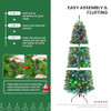 SHareconn 6ft Prelit Artificial Hinged Slim Christmas Tree,RGB Lights - Green