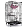 AVEEN 3-Tier Small Cat Cage Playpen 2 Front Doors & Free Hammock - Black