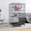 AVEEN 3-Tier Small Cat Cage Playpen 2 Front Doors & Free Hammock - Black