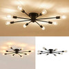 UOFUS 8 Light Semi Flush Mount Ceiling Light Fixtures Modern Chandelier - Black
