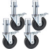 VEVOR 4 PACK 5INCH SCAFFOLDING RUBBER SWIVEL CASTER WHEELS DUAL LOCKING - BLACK